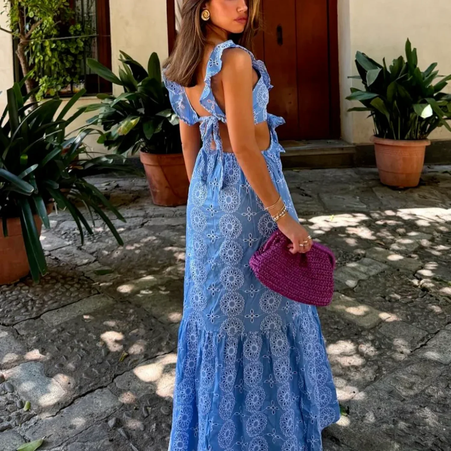 Cotton Floral Lace Party Boho Dress - Image 2