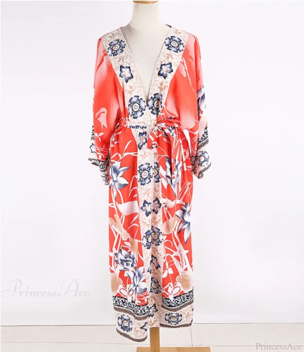 Cotton Kimono Floral Printed Boho Beach Cover Up - Image 8