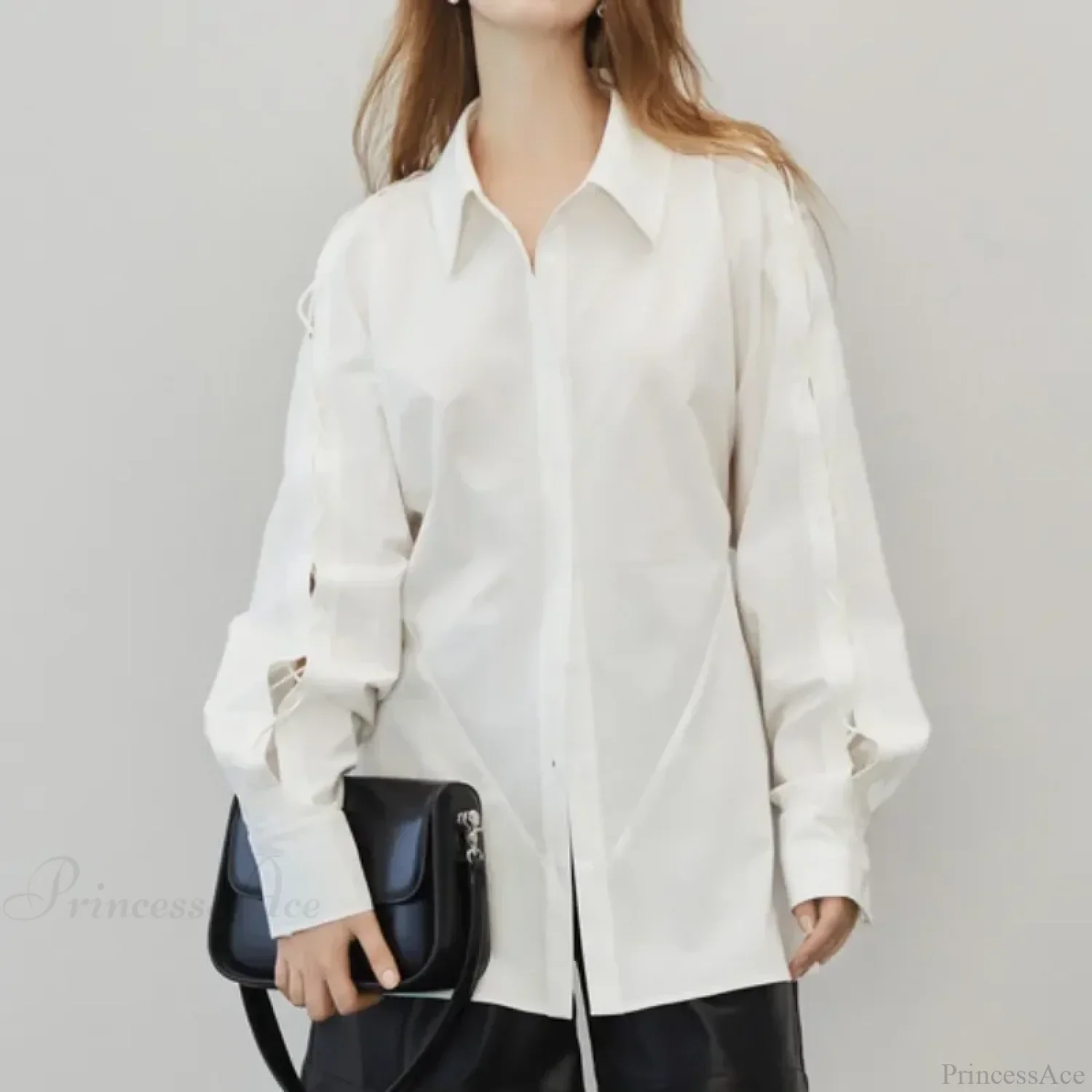 Cotton Long Sleeve Button Up Casual Office Blouse - Image 3
