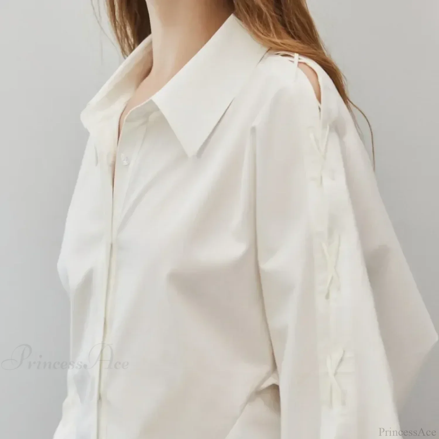 Cotton Long Sleeve Button Up Casual Office Blouse - Image 5