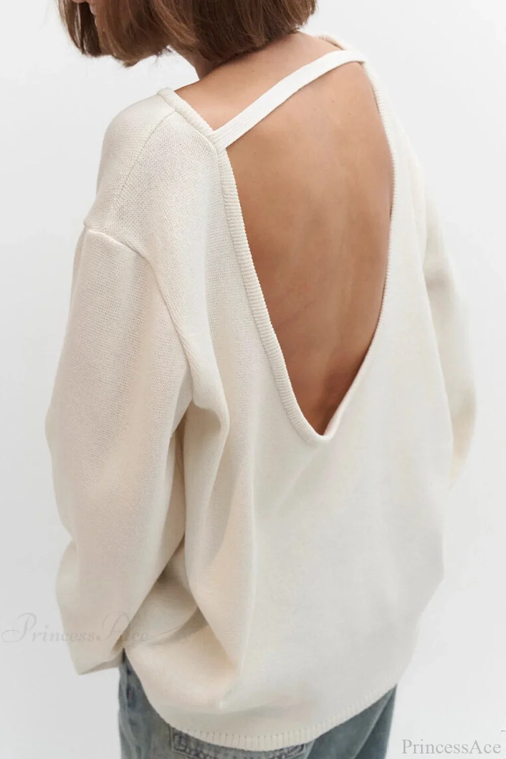 Cotton Loose Fit Off-Shoulder Knit Sweater - Image 8
