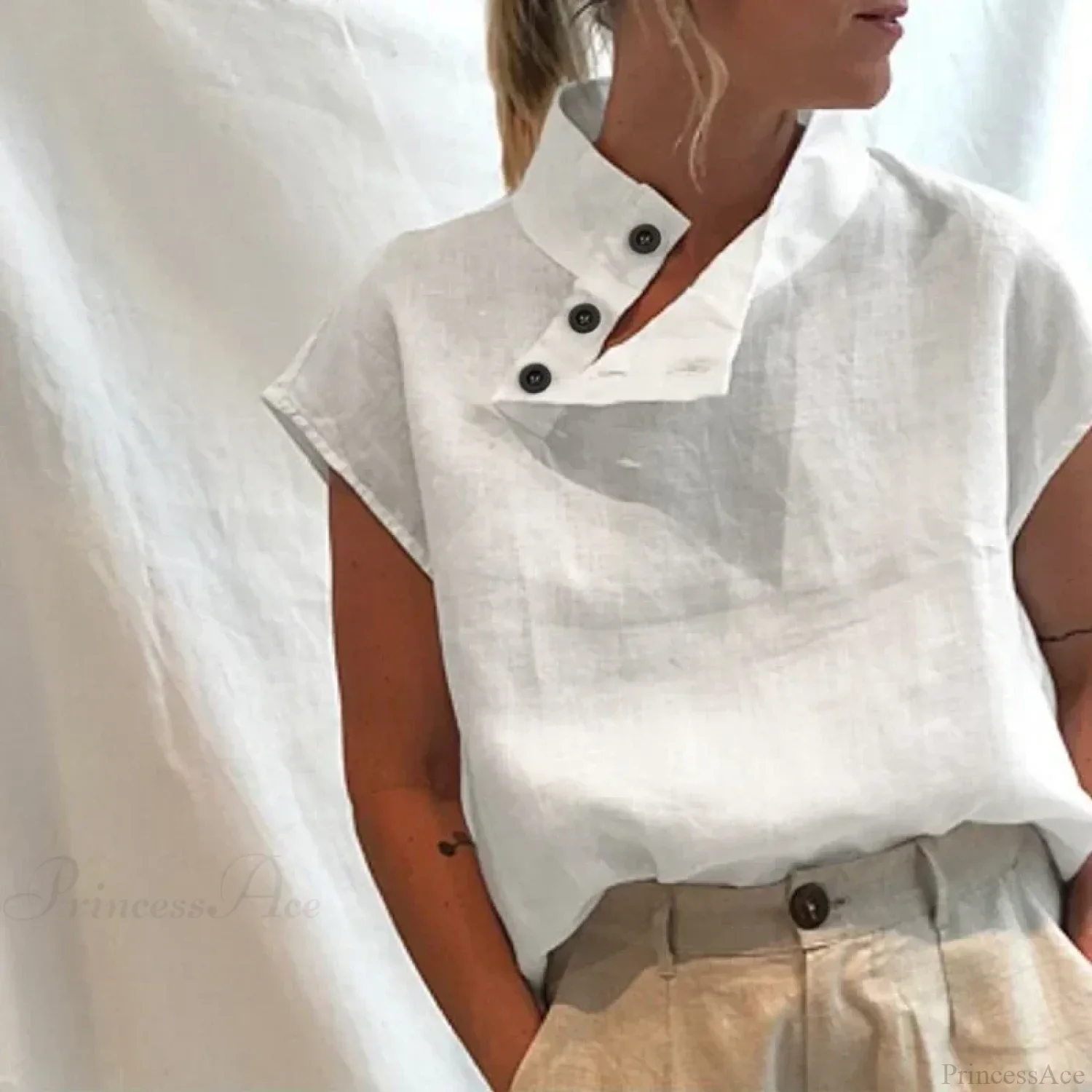 Cotton Loose White Blouse Summer Blouse - Image 8