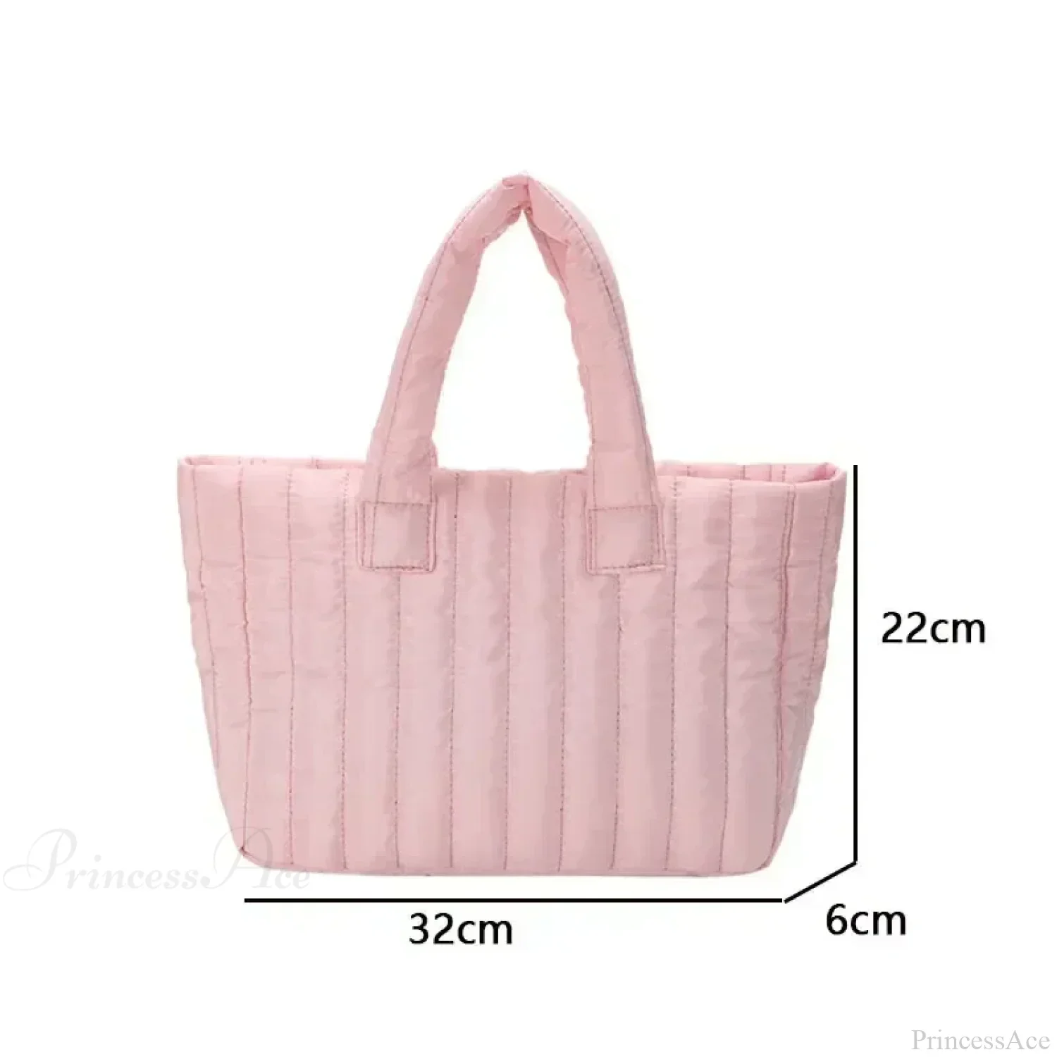 Cotton Padded Quilted Solid Color Commuter Handbag - Image 5
