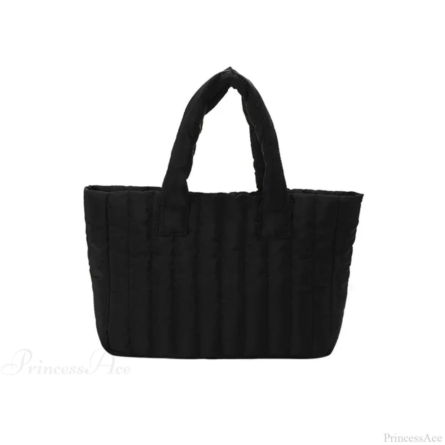 Cotton Padded Quilted Solid Color Commuter Handbag - Image 6