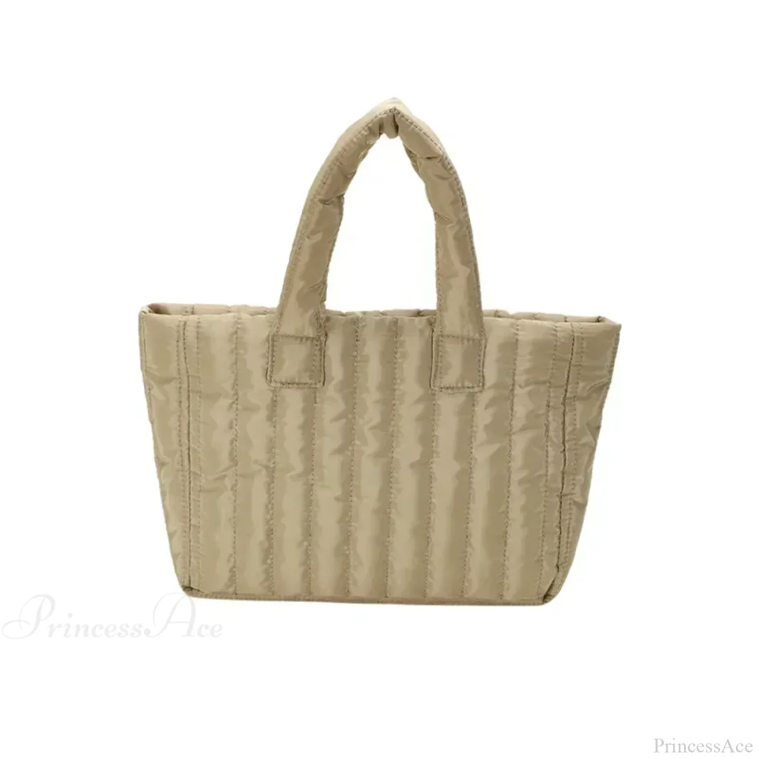 Cotton Padded Quilted Solid Color Commuter Handbag - Image 7