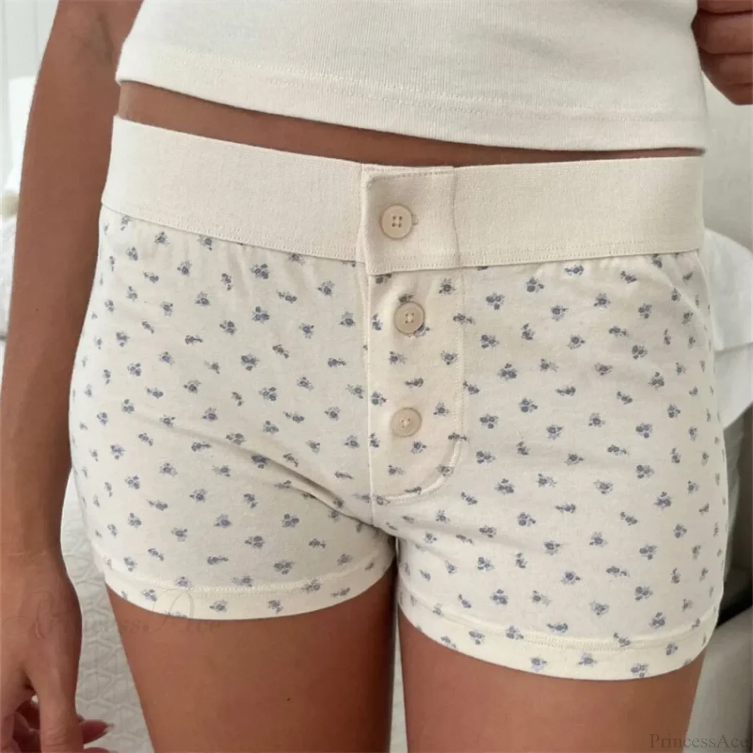 Cotton Print Button Sweatshort - Image 5
