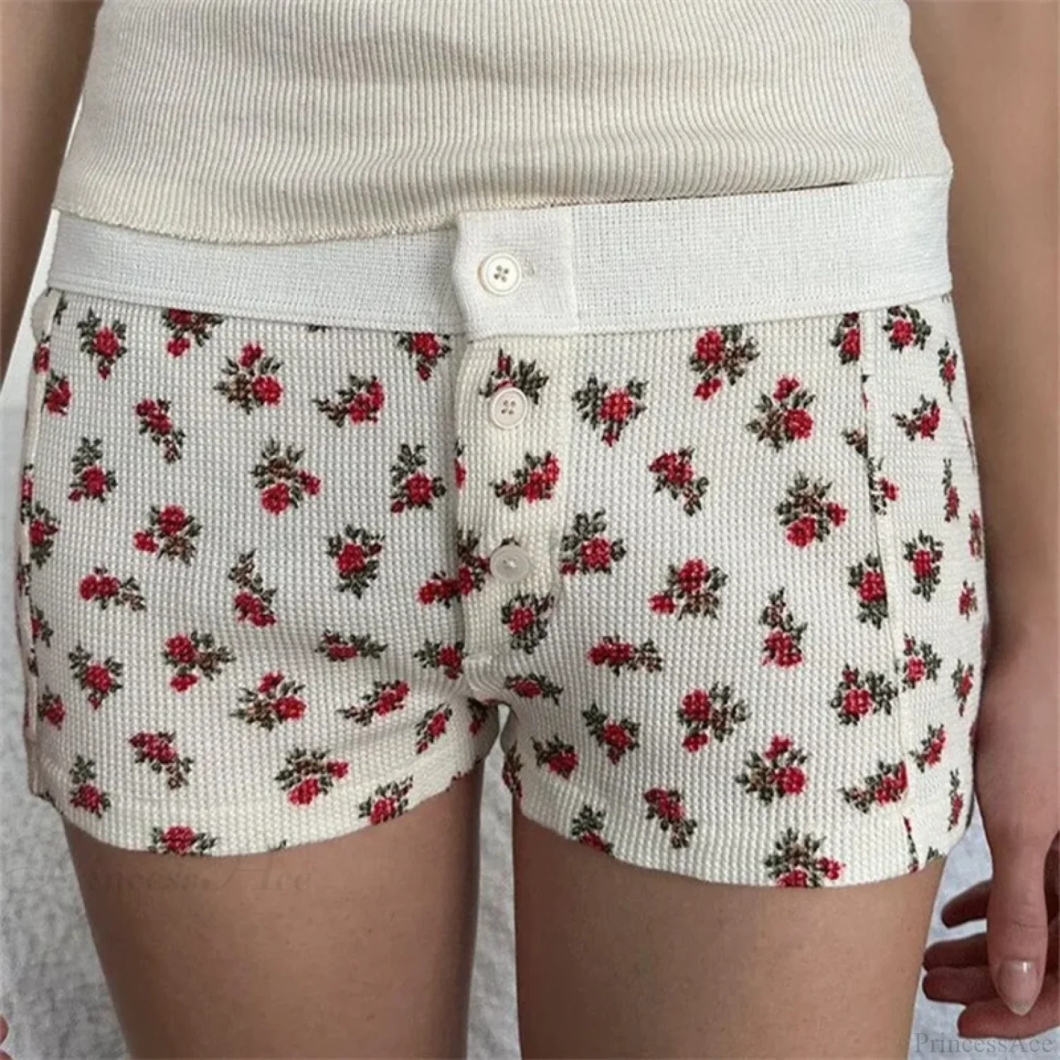 Cotton Print Button Sweatshort - Image 6