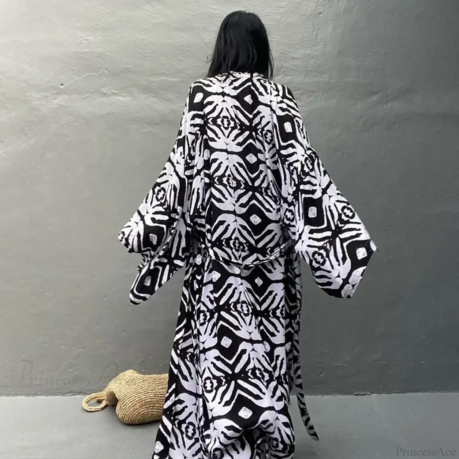 Cotton Rayon Printed Self Belted Maxi Boho Cover up - Image 2