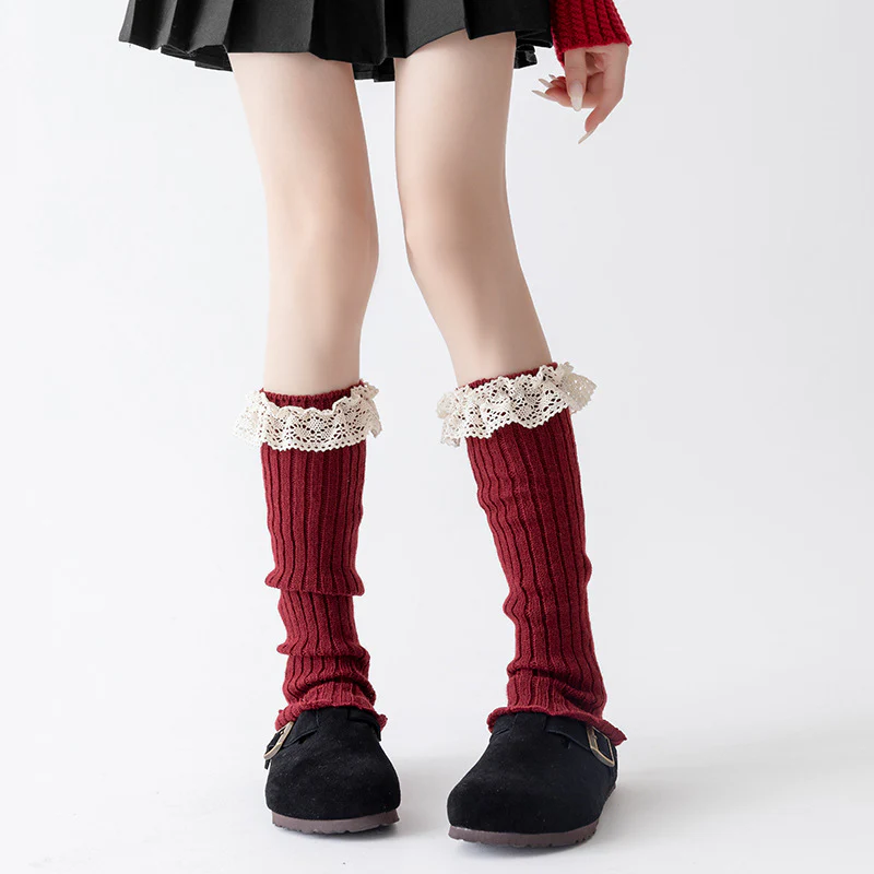 Cotton Ruffled Red Leg Warmers - Image 5