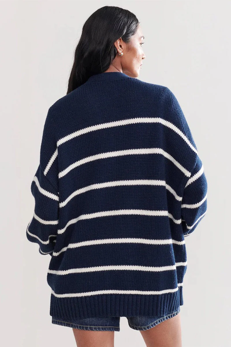 Cotton Striped Cardigan Sweater - Image 6
