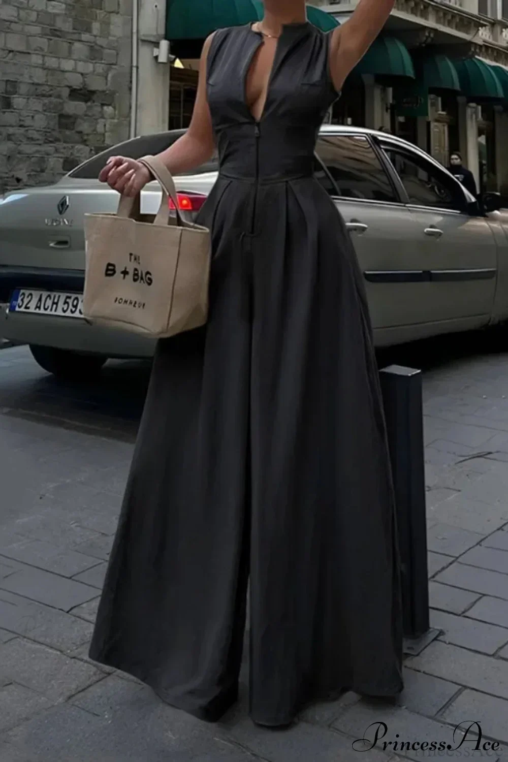Cotton Zippered Sleeveless Pocket Maxi Dress - Image 6