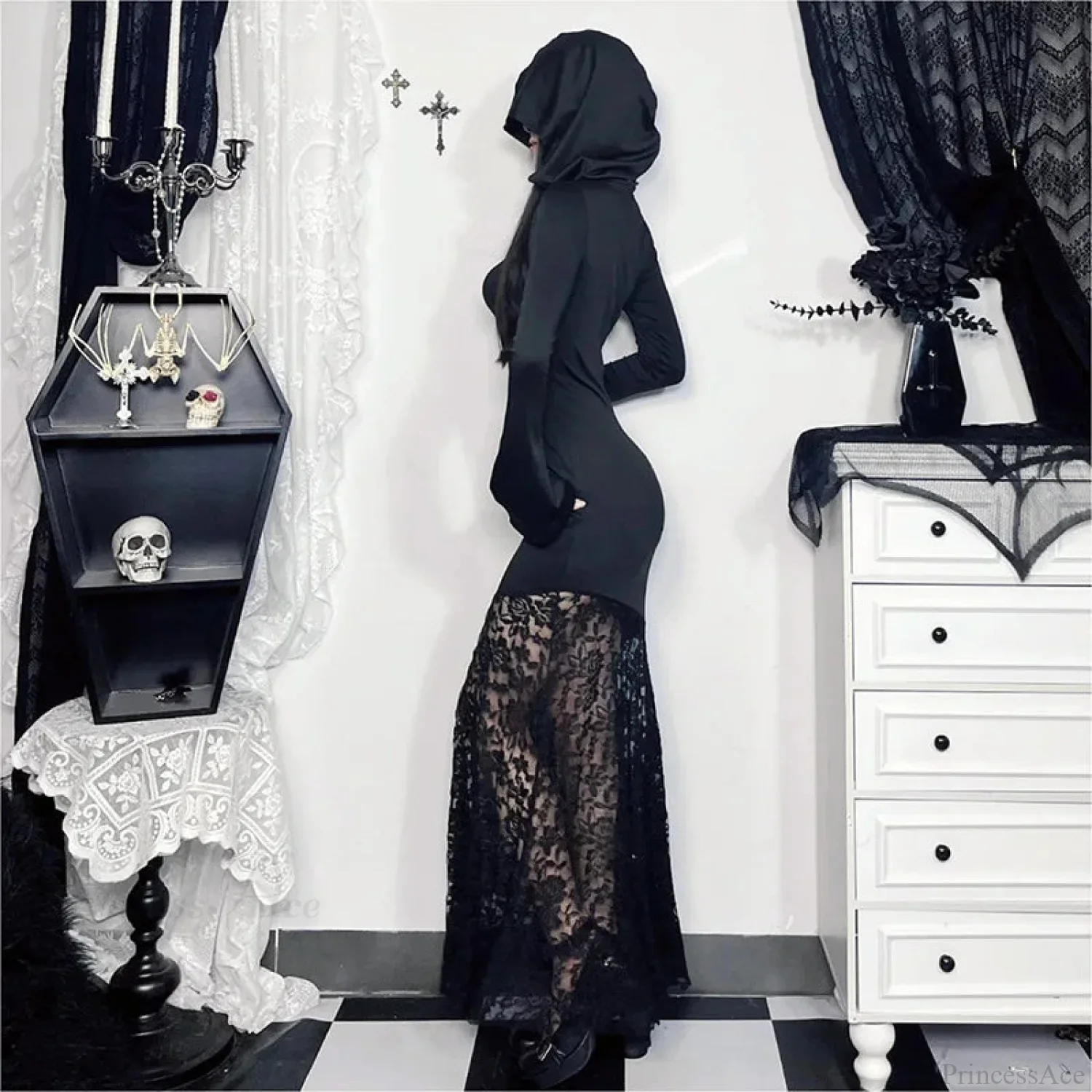 Covered Cross Empty Lace Full Dress - Image 3