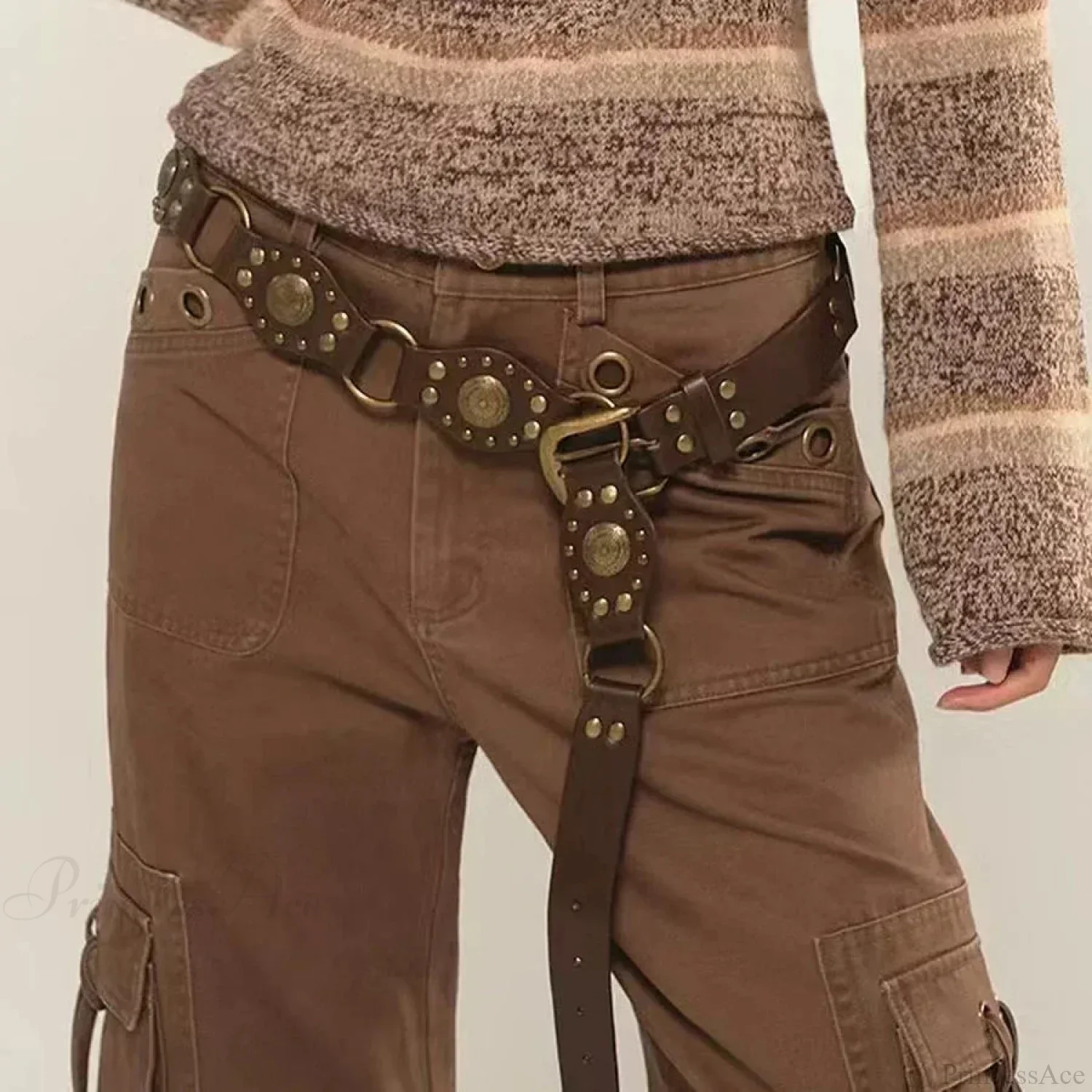 Cowboy Dark Metal Antique PU Leather Belt - Image 2