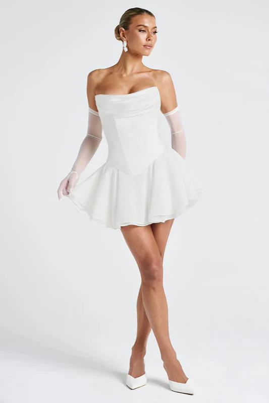 Cowl Neck Strapless Waist-Cinched Party Dress - Image 10