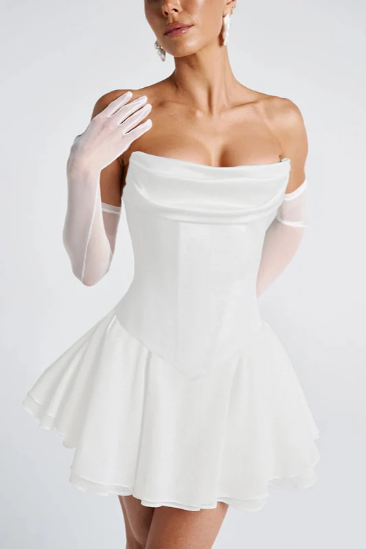 Cowl Neck Strapless Waist-Cinched Party Dress - Image 6