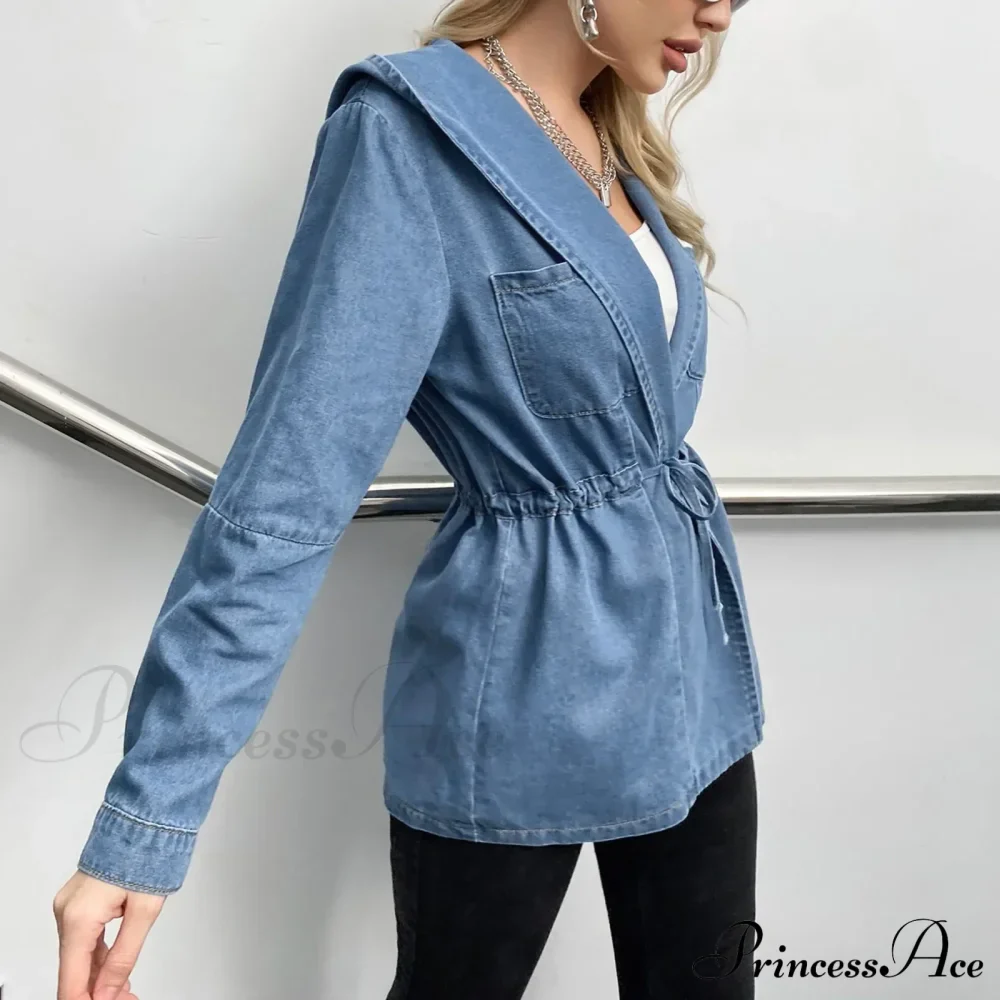 Hooded Autumn Winter Lapel Loose Open Front Chic Stylish Elegant Fashionable Versatile Short Women's Jacket - Image 2