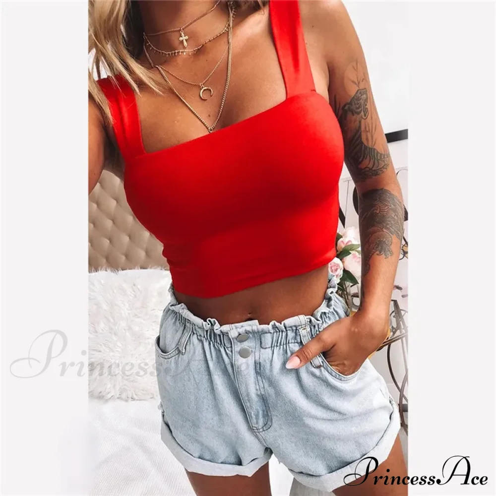 Square Neck Sleeveless Summer Crop Women Black Casual Basic T Shirt Off Shoulder Cami Sexy Backless Tank top - Image 10