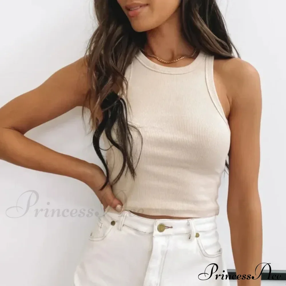 Ribbed Women White Summer Casual Fitness Short Vest Candy Knitted Off Shoulder Crop Women Tank top - Image 7