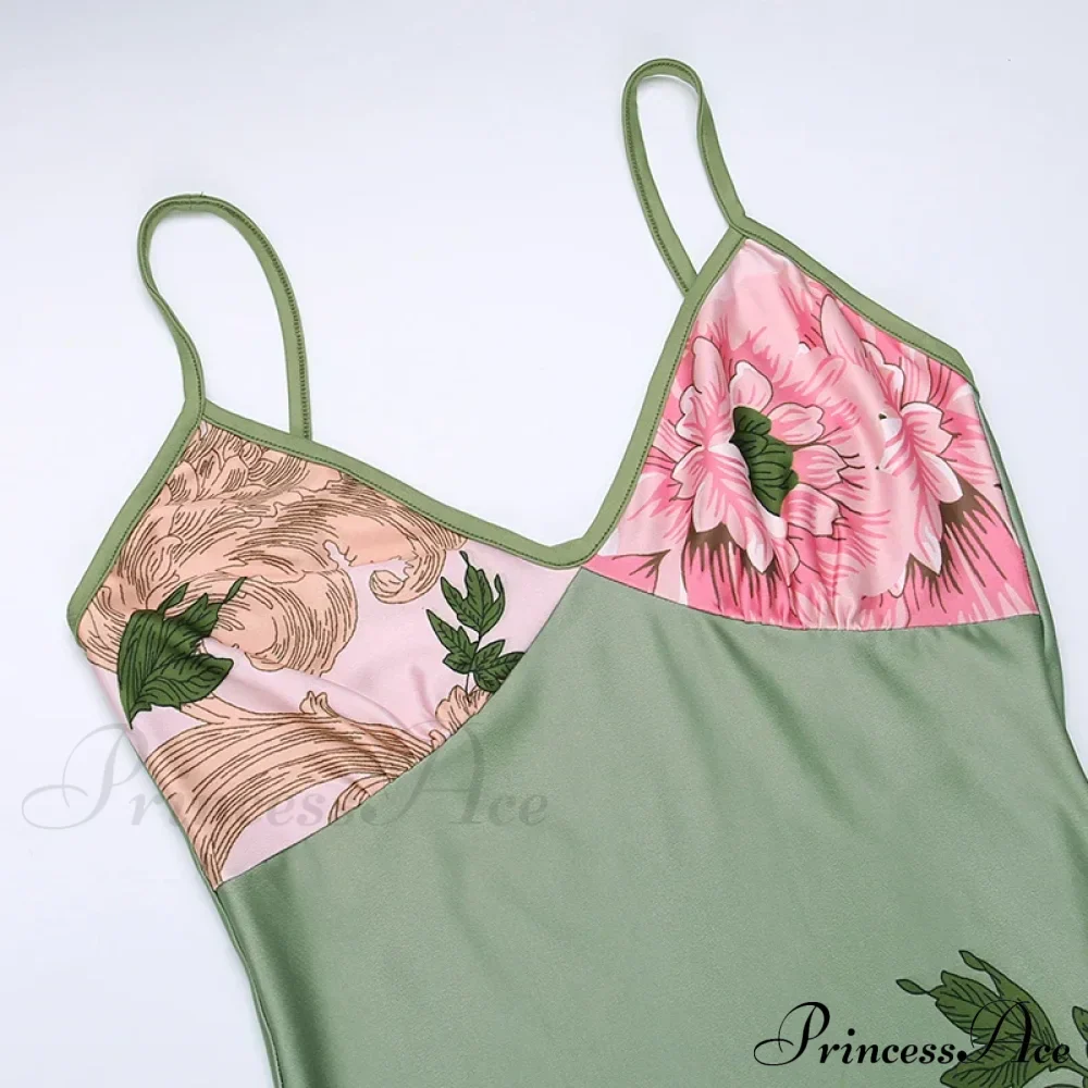 Floral Print Suspender V-neck Maxi Chic Female Beach Party Club Bodycon Dress - Image 5