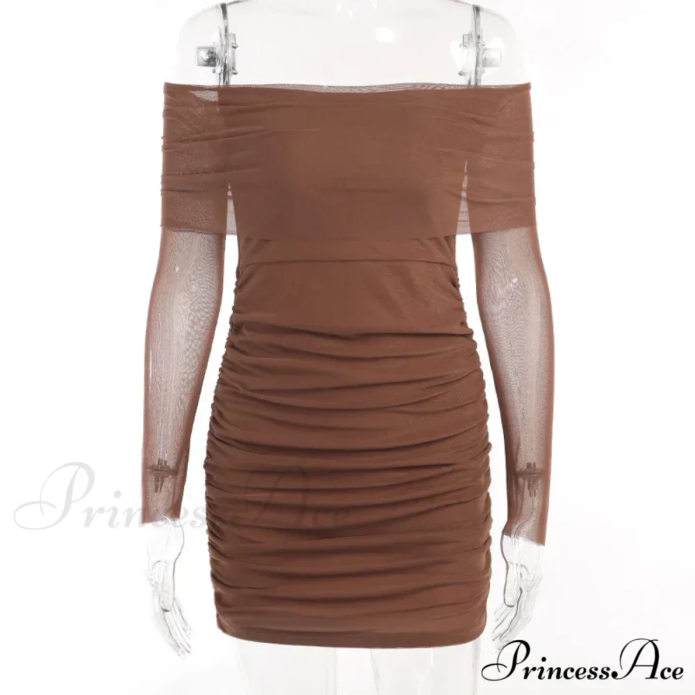 Autumn and Winter New Off Shoulder Knitted Slim Pleated Long Sexy Bodycon Dress - Image 7