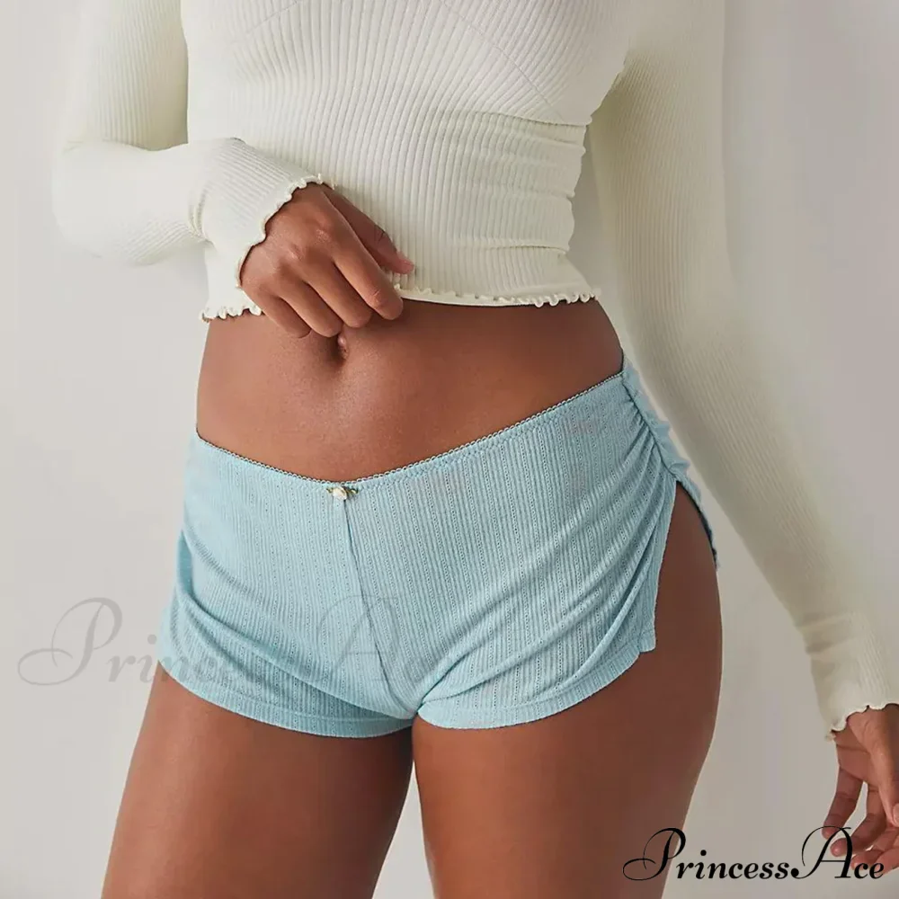 Micro Low Waist Side Slit Mini Pleated Slim Underwear Short - Image 7
