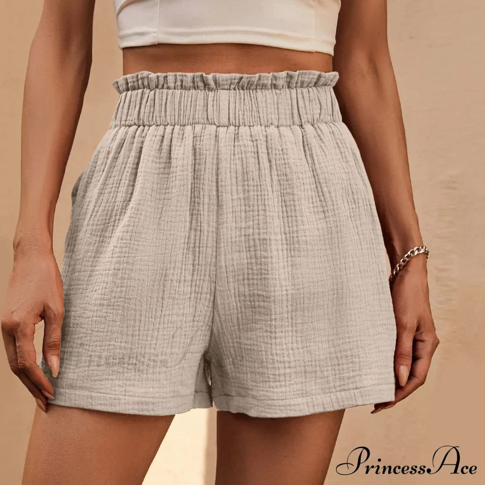 Cotton Double Layered Pleats Hem Straight Leg High Waist Sports Short - Image 10