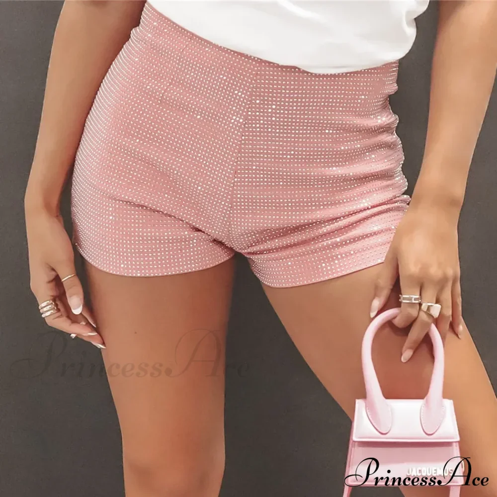 Shiny Rhinestone High Waist Summer Beach Nightclub Streetwear Casual Short - Image 3