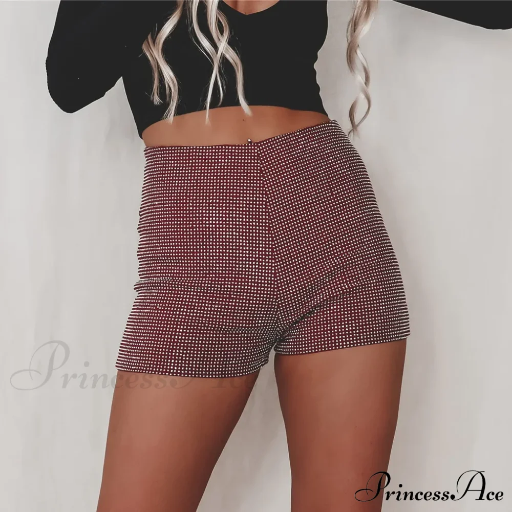 Shiny Rhinestone High Waist Summer Beach Nightclub Streetwear Casual Short - Image 4