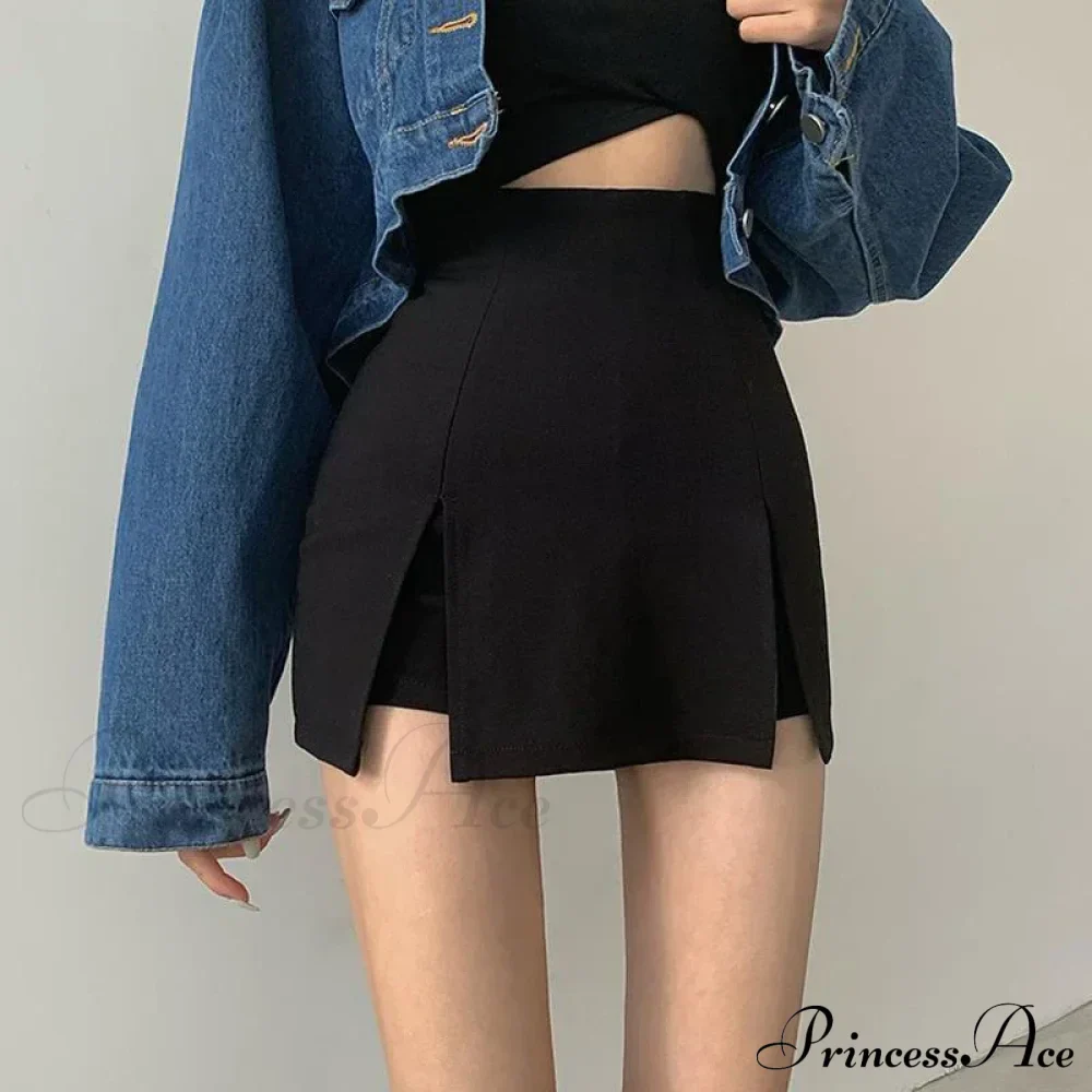 Split Skirt Office Ladies Suit Summer New Black Mini A-line Skirt Short - Image 5