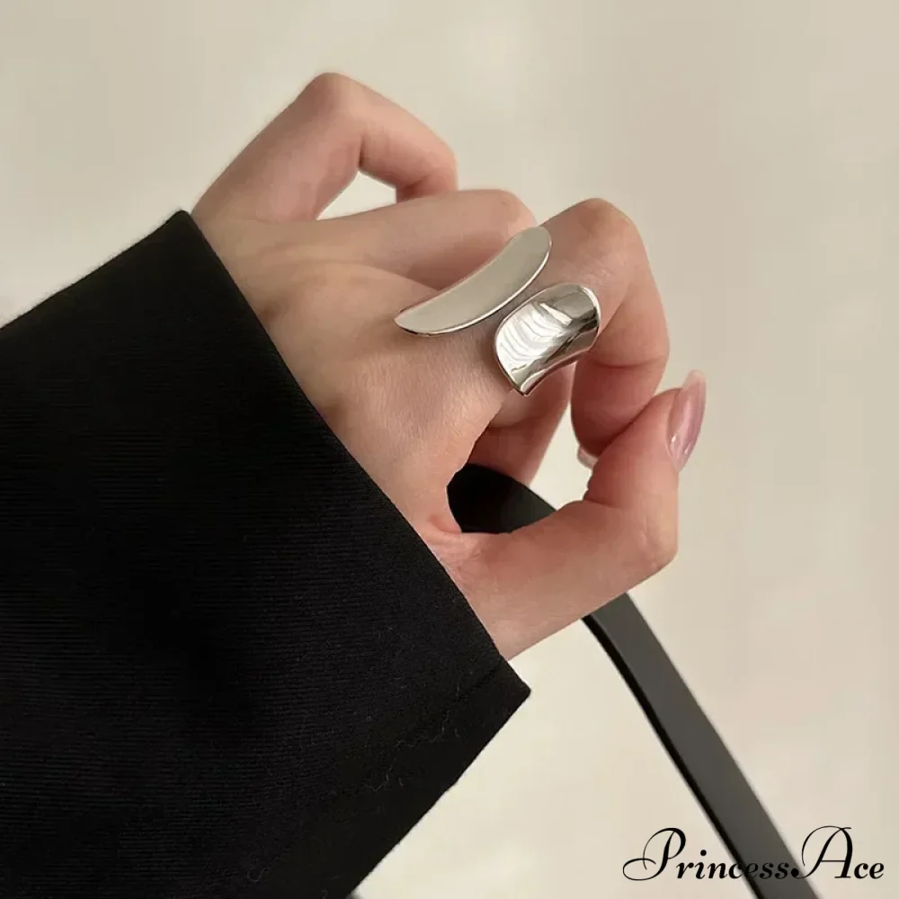 Minimalist Silver Cuff Creative Smooth Ring
