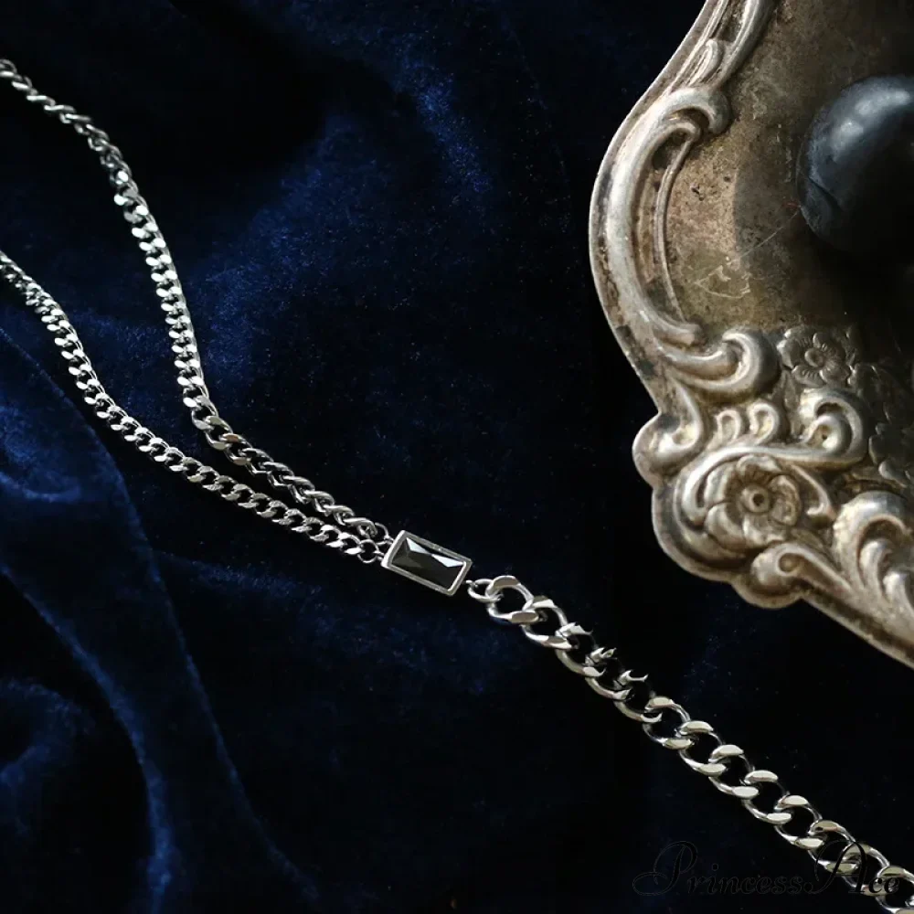 Zircon Double Chain Necklace - Image 4