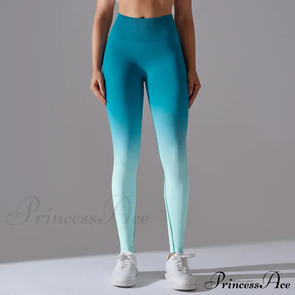 Waist Gradient Seamless Knitting Fitness Cycling Legging - Image 11