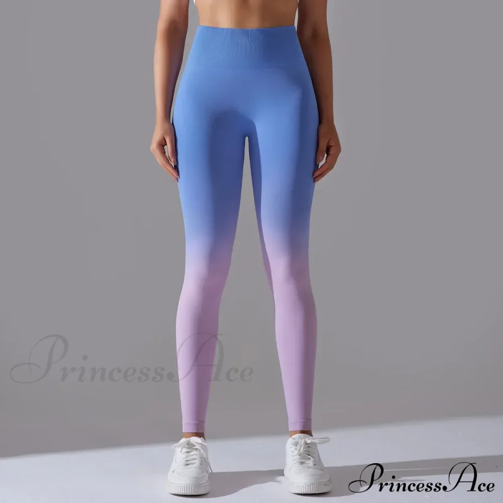 Waist Gradient Seamless Knitting Fitness Cycling Legging - Image 12