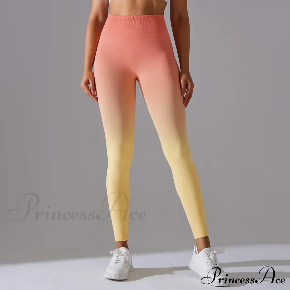 Waist Gradient Seamless Knitting Fitness Cycling Legging - Image 13