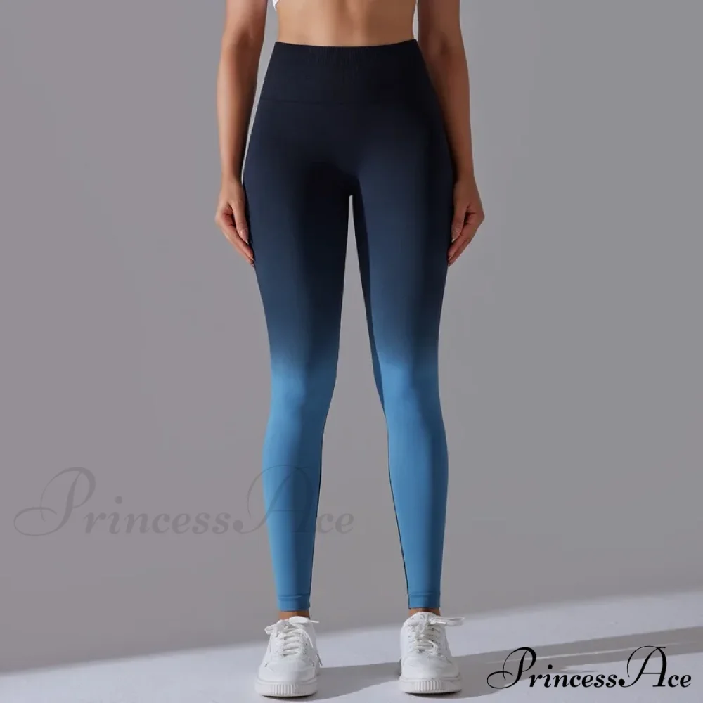 Waist Gradient Seamless Knitting Fitness Cycling Legging - Image 3
