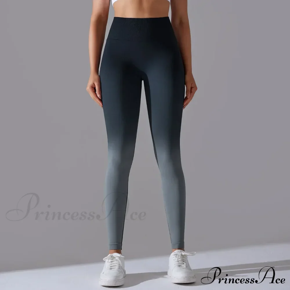 Waist Gradient Seamless Knitting Fitness Cycling Legging - Image 8