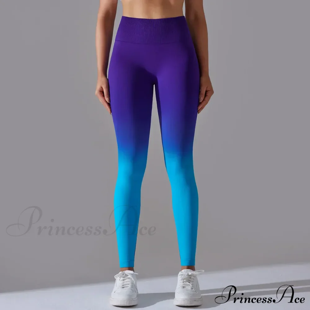 Waist Gradient Seamless Knitting Fitness Cycling Legging - Image 9