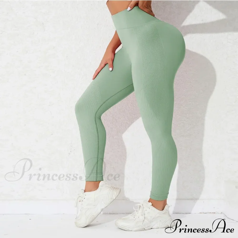 High Waist Seamless Butt Lift Knitting Gym Running Legging - Image 4