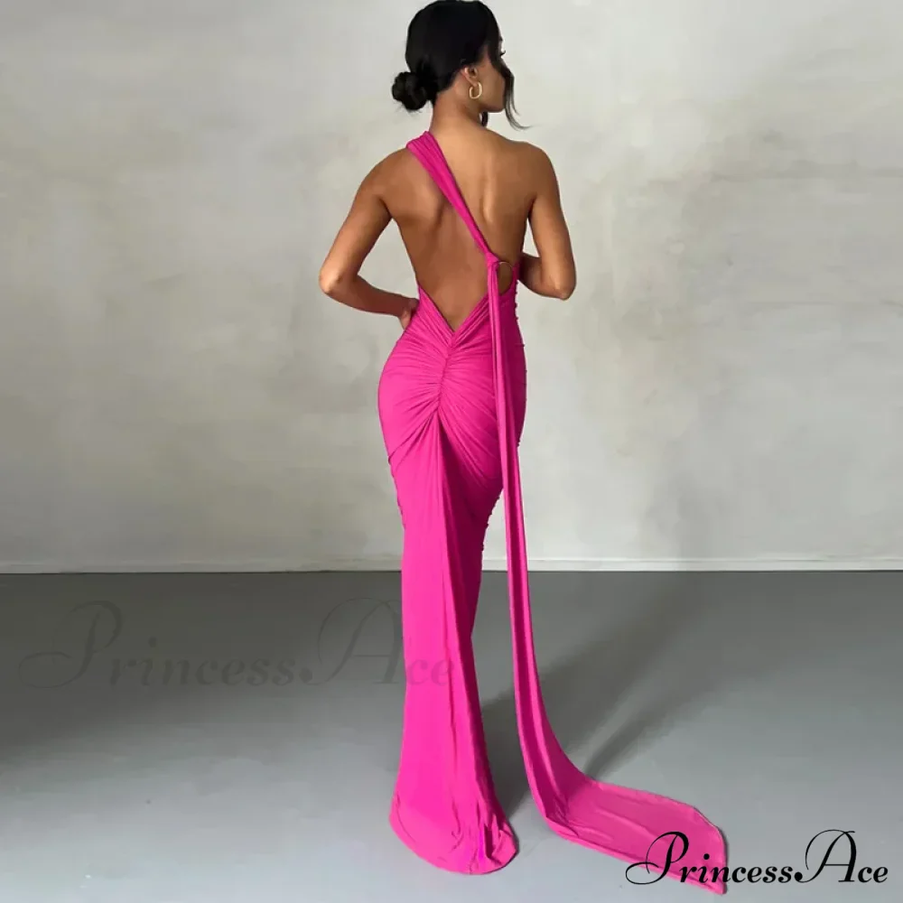 Fashion One Shoulder Elegant Long Sleeve Split Maxi Dress - Image 4