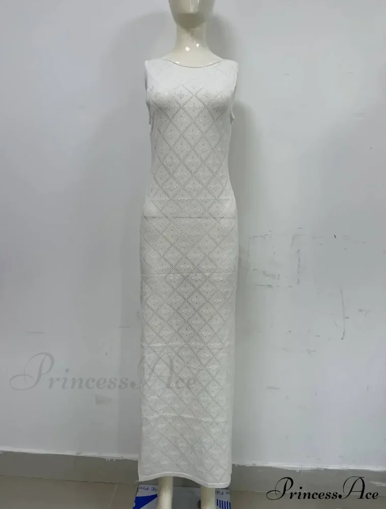 Beachwear Out Knitted Sleeveless Slit Tank Maxi Dress - Image 8