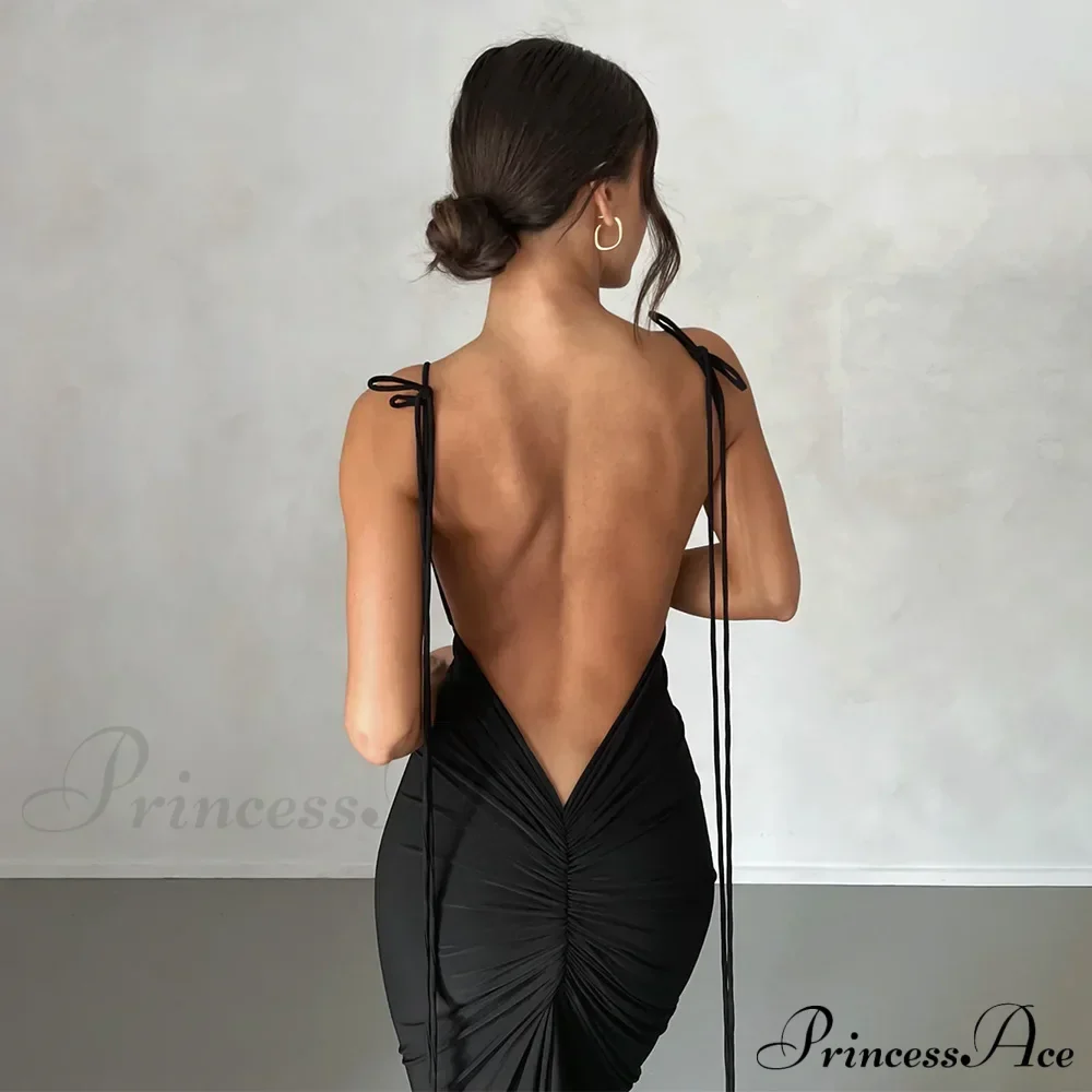 Backless Draped Prom Maxi Dress - Image 3