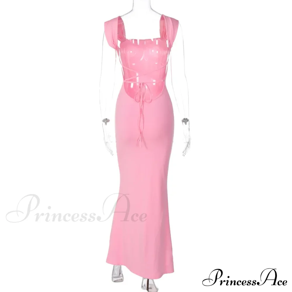 Elegant Pink Backless Maxi Dress - Image 6