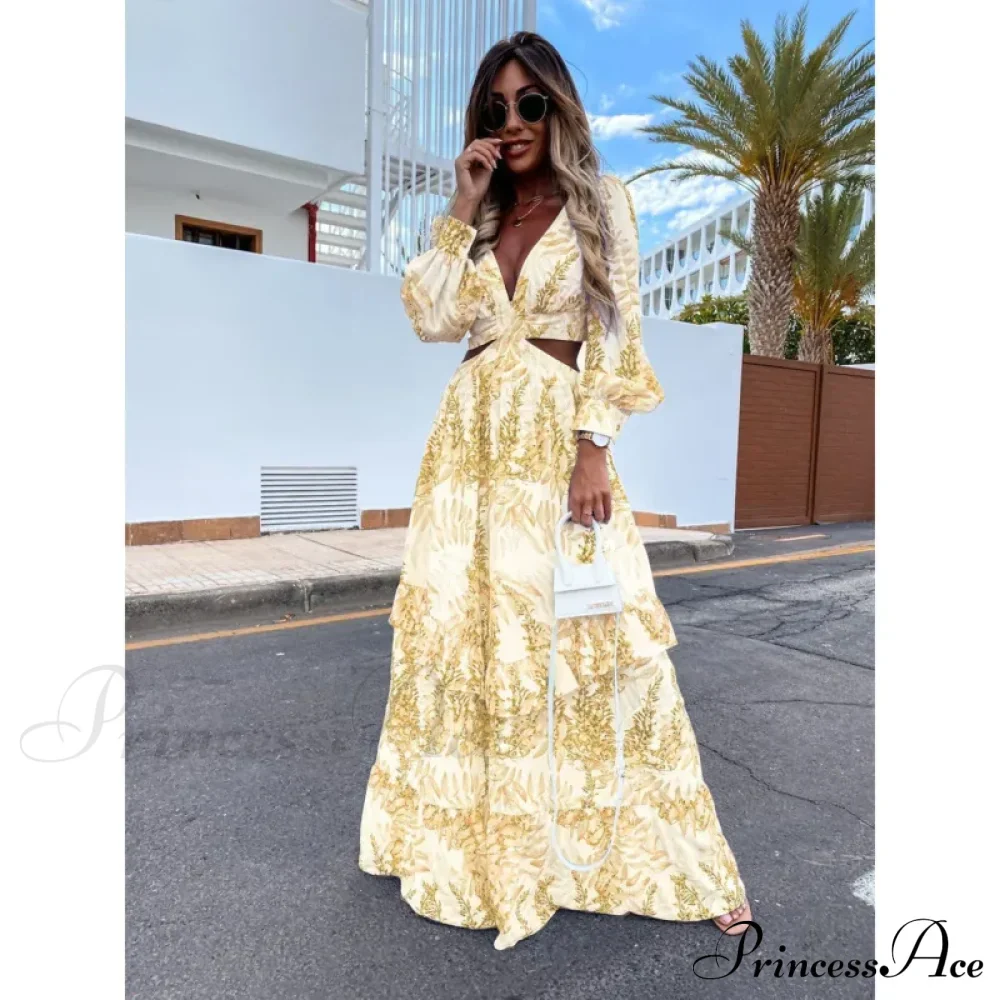 Boho Print Long Sleeve Maxi Dress - Image 11