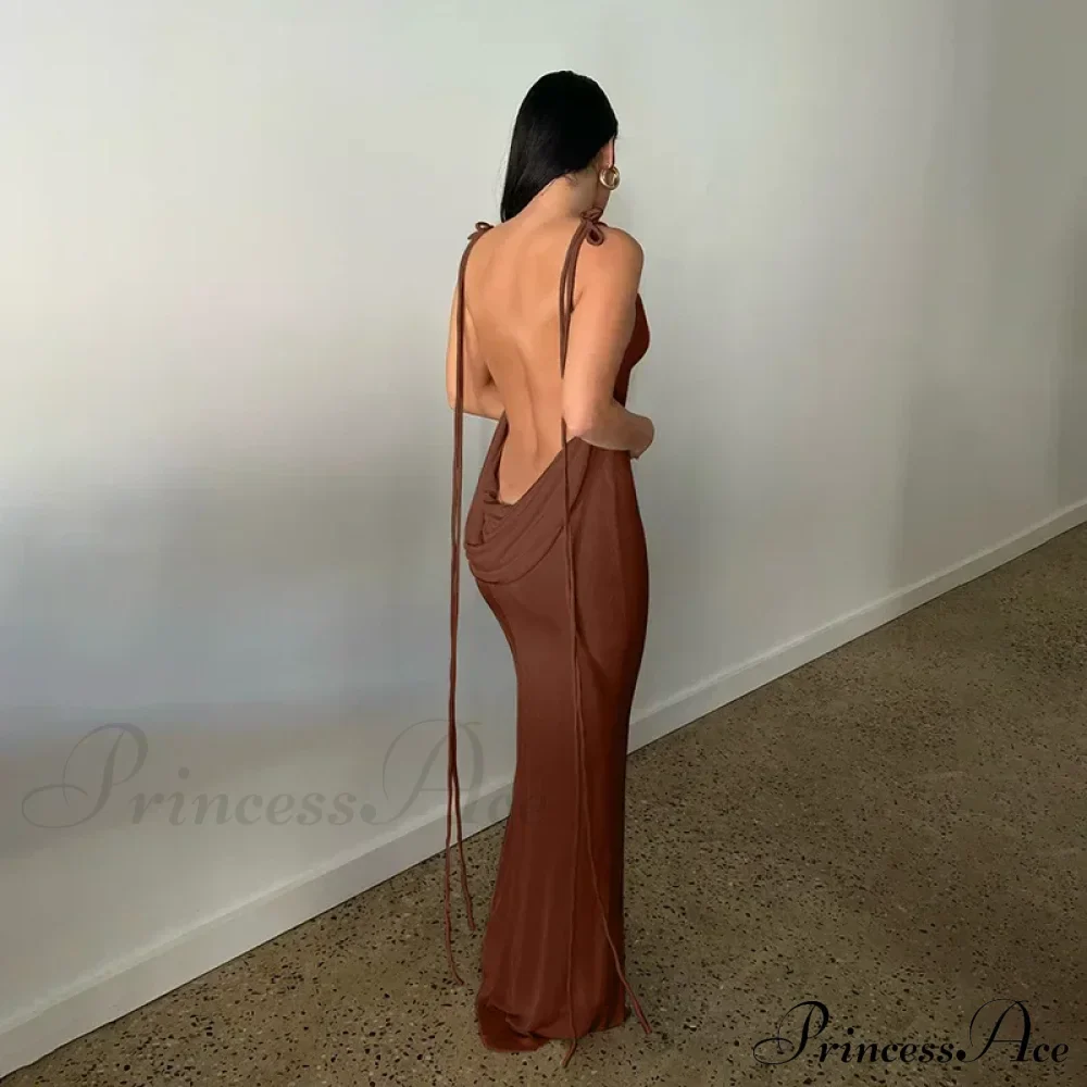 Spaghetti Strap Backless Bandage Maxi Dress - Image 10