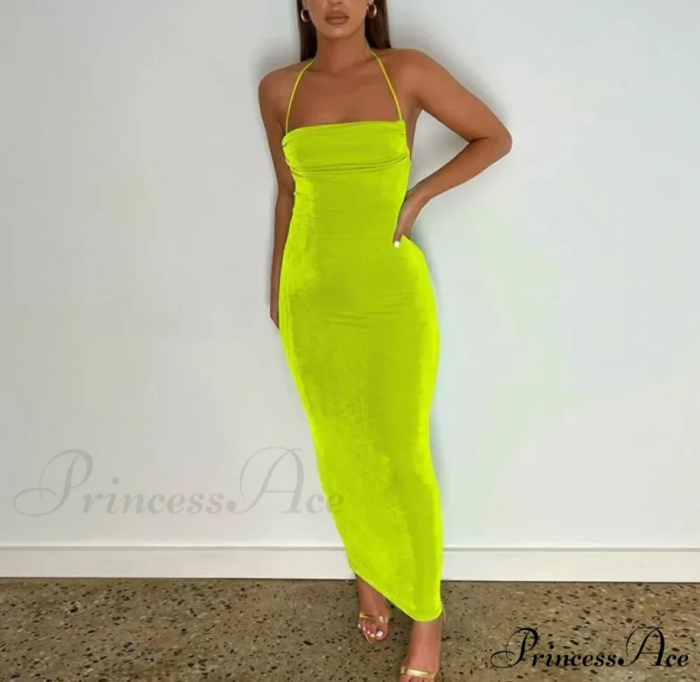 Spaghetti Strap Backless Bandage Maxi Dress - Image 17