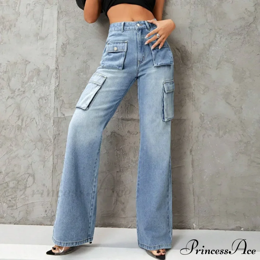 Y2K Korean Wide Leg Stretchy Denim Jeans - Image 3
