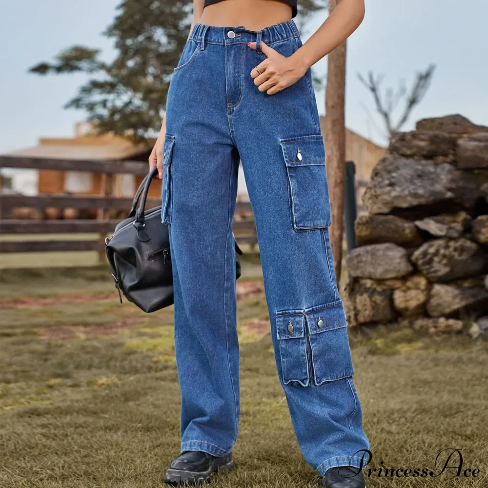 Multi Pocket Cargo Pantalones Jeans