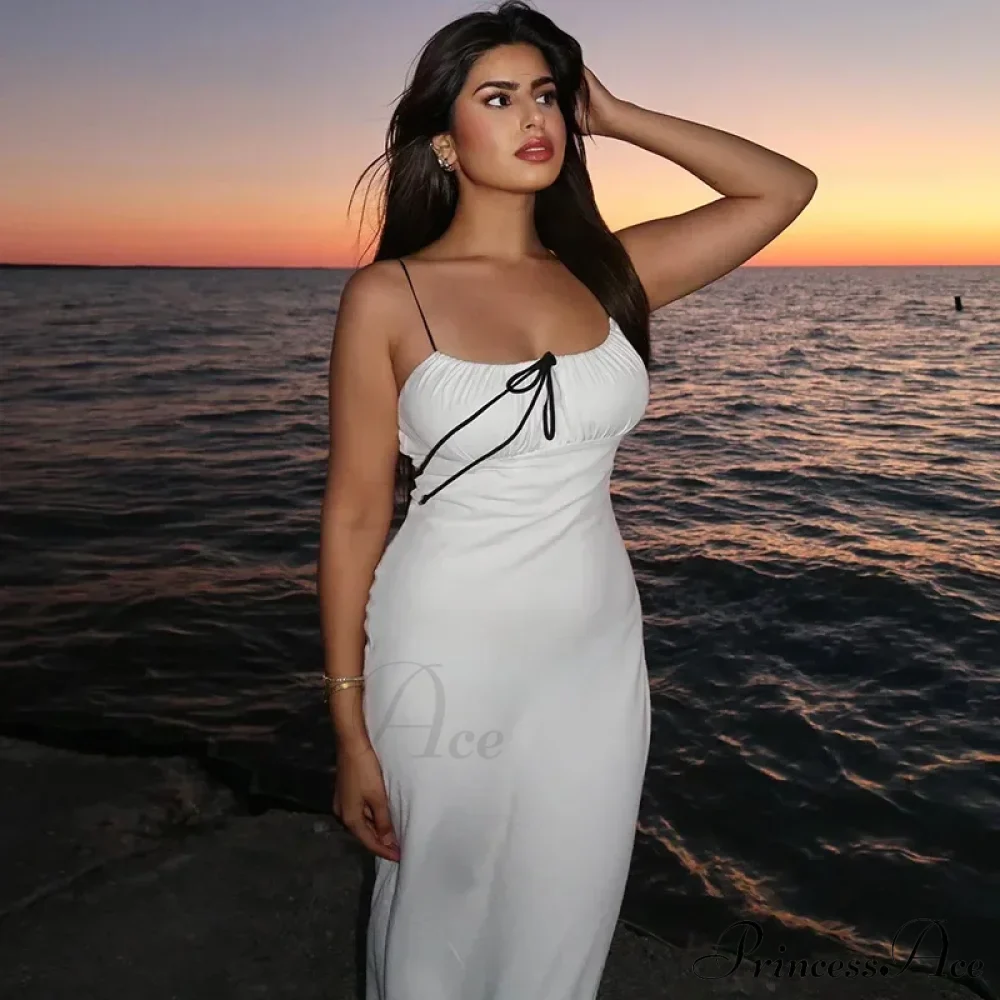 Spaghetti Strap Detail Long Sleeveless Club Party Midi Dress - Image 3