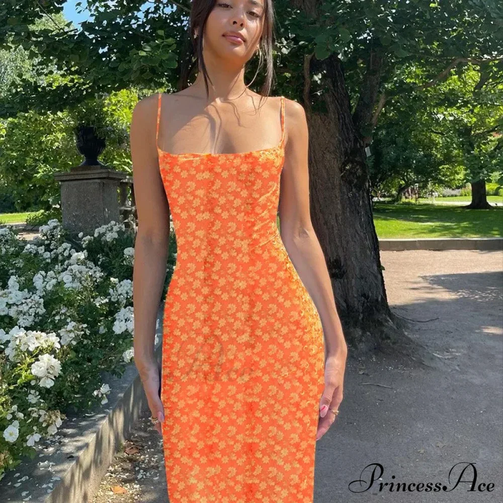 Summer Floral Print Sleeveless Y2K Boho Beach Party Club Casual Midi Dress - Image 8