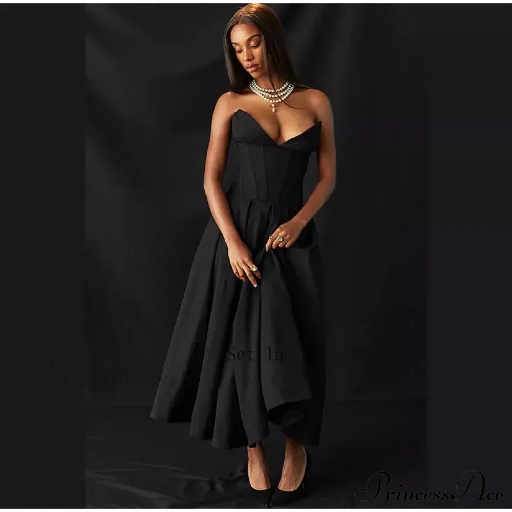 Solid Off-shoulder Chic Backless Strapless High-waisted Elegant Maxi Dress - Image 4